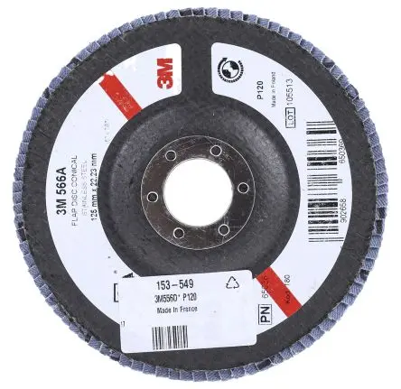 Produktfoto 1 von 3M 566A Zirkonoxid Aluminium Lamellenscheibe Ø 125 mm Fein, Korngröße P120 1 pro Paket
