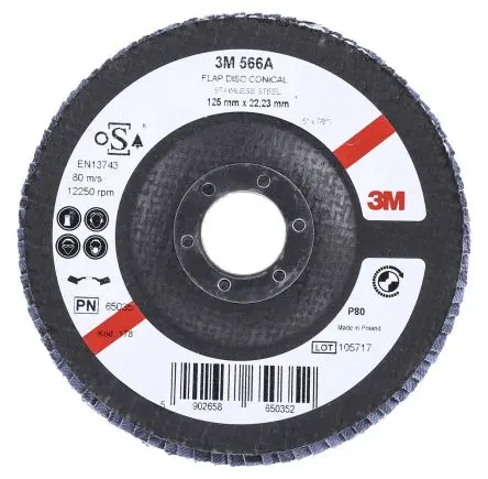 Produktfoto 1 von 3M 566A Zirkonoxid Aluminium Lamellenscheibe Ø 125 mm Mittel, Korngröße 1 1 pro Paket