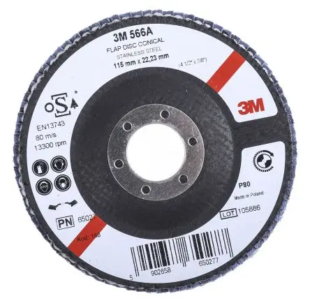 Produktfoto 1 von 3M 566A Zirkonoxid Aluminium Lamellenscheibe Ø 115 mm Mittel, Korngröße P80 1 pro Paket