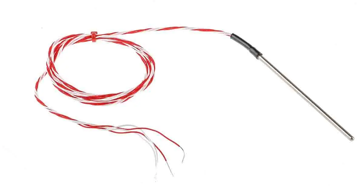 Produktfoto 1 von RS PRO PT100 Sensorelement Widerstandsthermometer Edelstahl Ø 3mm x 100mm, -50°C → +200°C, 1m Leitung