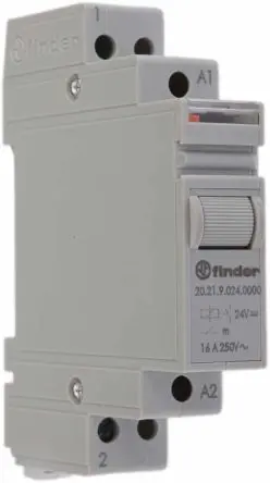Produktfoto 1 von Finder 20 Stromstoßschalter modular DIN-Hutschiene, 24V dc Spule, 1-poliger Schließer - Schließer, max. 16A, 400V ac,