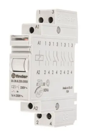 Produktfoto 1 von Finder 20 Stromstoßschalter modular DIN-Hutschiene, 230V ac Spule, DPST, max. 16A, 400V ac, Schraube