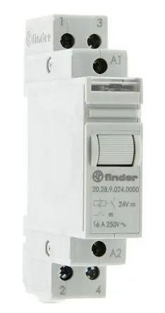 Produktfoto 1 von Finder 20 Stromstoßschalter modular DIN-Hutschiene, 24V dc Spule, DPST, max. 16A, 400V ac, Schraube