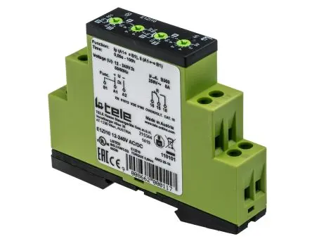 Produktfoto 1 von Tele E1ZI10 Zeitrelais, DIN-Hutschiene 240 V dc 12V ac, 240 V ac, 0.05 s to 100 h, 1 Kont. Multifunktion, 1-poliger