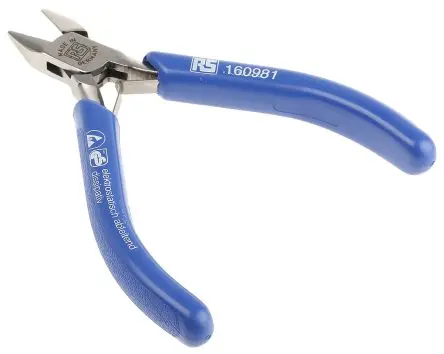 Produktfoto 1 von RS PRO ESD-Sicherheit Diagonal Kabelschneider Schließer (NO) 115mm / Backen 10mm, Schneidleistung 1.6 mm
