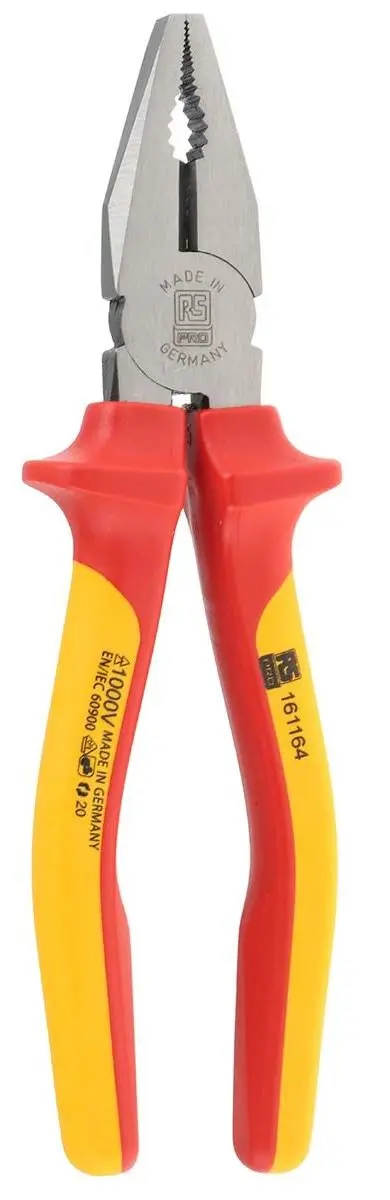 Produktfoto 1 von RS PRO Rundzange / Backen 30mm Glatt Schneidkraft → Medium Hard Wire 200 mm VDE 1000V zugelassen ESD-Sicherheit
