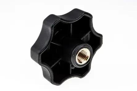 Produktfoto 1 von RS PRO Feststellschraube Schwarz M10 Thermoplast x 15 mm Drehknopf, mit Gewindebohrung Ø 60 mm