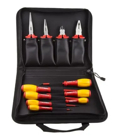 Produktfoto 1 von RS PRO VDE 1000V zugelassen Elektriker-Werkzeugsatz Werkzeugsatz, Tasche 11-teilig