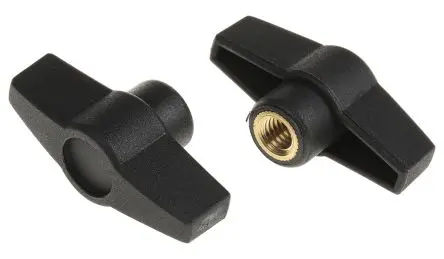 Produktfoto 1 von RS PRO Feststellschraube Schwarz Polyamid 6 x 12 mm Flügel, mit Gewindebohrung Ø 50 mm