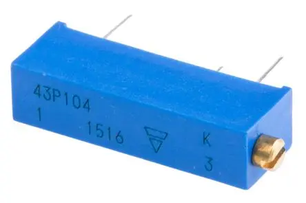 Vishay 43P 20-Gang Durchsteckmontage Trimm-Potentiometer, Seitliche Einstellung, 100 kΩ, 10 %, 0.5 W, Stift, L. 20.57 mm
