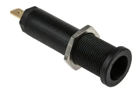 Produktfoto 1 von Staubli 4 mm Buchse Schwarz Buchse für Laborstecker, Kontakt Gold, 1kV, 5 kV 10A Stecker