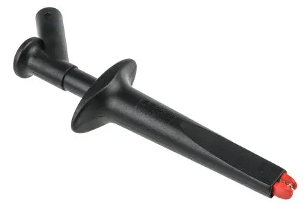 Produktfoto 1 von Staubli Vernickelte 20 mm Krokodilklemme, Schwarz, 20A Thermoplastisches Elastomer Isoliert