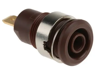 Produktfoto 1 von Staubli 4 mm Buchse Braun Buchse für Laborstecker, Kontakt Gold, 1000V 24A Stecker