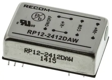 Recom RP12-AW DC/DC Konverter, 12V, -12 V OUT 500 mA Durchsteckmontage 36V dc 1.6 kV dc 12 W -40 °C 65 °C