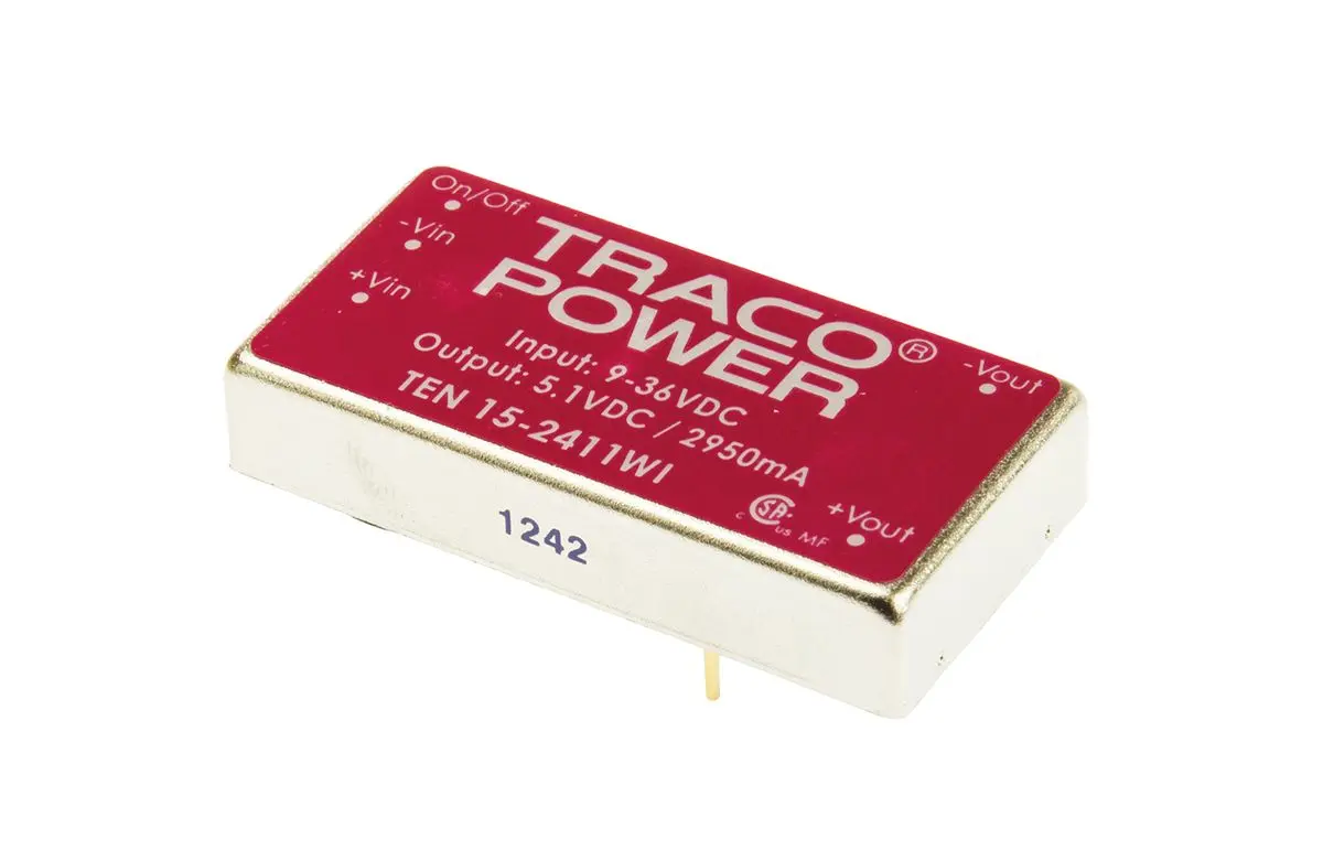 TRACOPOWER TEN 15WI DC/DC-Wandler 15W 24 V dc IN, 5V dc OUT / 2.95A Durchsteckmontage 1.5kV dc isoliert