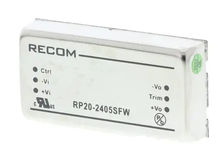 Recom RP20 FW DC/DC Konverter, 5V dc OUT 4 A Durchsteckmontage 24V dc 1.6 kV dc 20 W -40 °C 105 °C