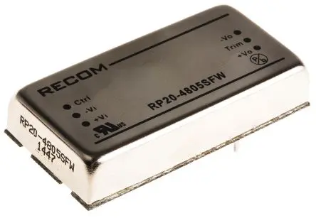 Recom RP20 FW DC/DC Konverter, 5V dc OUT 4 A Durchsteckmontage 48V dc 1.6 kV dc 20 W -40 °C 105 °C