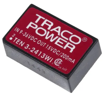 TRACOPOWER TEN 3WI DC/DC Konverter, 15V dc OUT 200 mA Durchsteckmontage 36V dc 1.5 kV dc 3 W -40 °C 85 °C