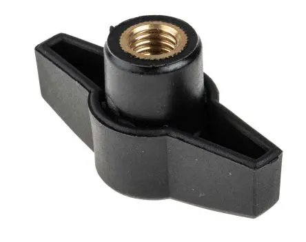 Produktfoto 1 von RS PRO Feststellschraube Schwarz M10 Thermoplast x 15 mm Flügel, mit Gewindebohrung Ø 60 mm