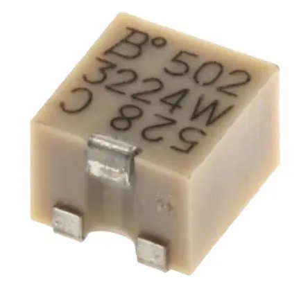 Produktfoto 1 von Bourns 3224 12-Gang Oberfläche Trimm-Potentiometer, Einstellung von oben, 5 kΩ, 10 %, 0.25 W, J-Haken, L. 4.8 mm, L. 0.6