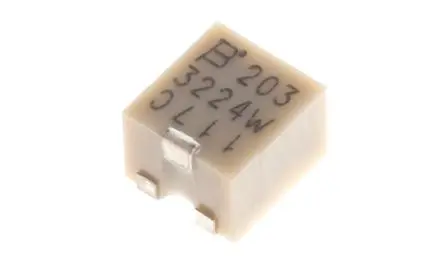 Produktfoto 1 von Bourns 3224 12-Gang Oberfläche Trimm-Potentiometer, Einstellung von oben, 20 kΩ, 10 %, 0.25 W, J-Haken, L. 4.8 mm, L.