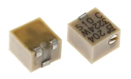 Produktfoto 1 von Bourns 3224 12-Gang Oberfläche Trimm-Potentiometer, Einstellung von oben, 200 kΩ, 10 %, 0.25 W, J-Haken, L. 4.8 mm, L.