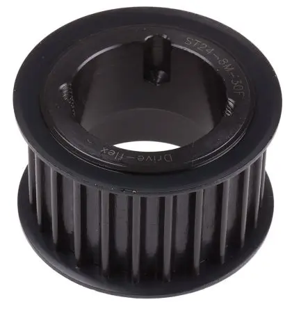 Produktfoto 1 von RS PRO Stahl Zahnriemenscheibe 38 mm, 24 Zähne / Teilung 8 mm, Bohrung 28 mm