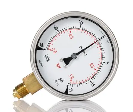 Produktfoto 1 von RS PRO BSPM Manometer 100 mm -1 bar → 1 bar ±1 % Edelstahl Gehäuse G 3/8