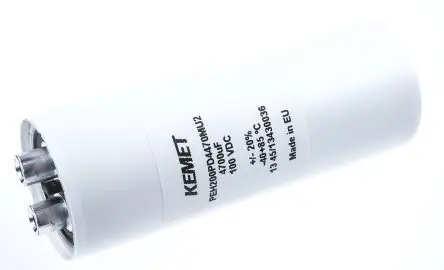 Produktfoto 1 von KEMET PEH200 Schraubanschlussklemme Kondensator 4700 μF ±20 % / 100V dc, Ø 36.6 mm x 97.5 mm x 97.5 mm, 85 °C