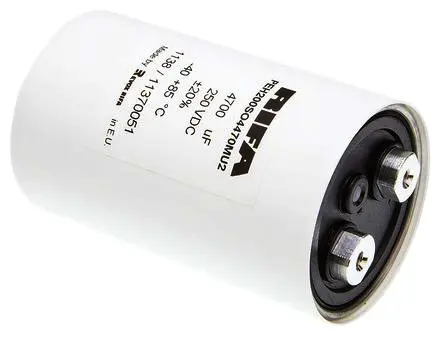 Produktfoto 1 von KEMET PEH200, Schraub Aluminium-Elektrolyt Kondensator 4700μF ±20% / 250V dc, Ø 66.6mm x 106 mm, 109.2 mm x 109.2mm,