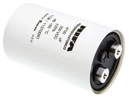 Produktfoto 1 von KEMET PEH200 Schraubanschlussklemme Kondensator 4700 μF ±20 % / 250V dc, Ø 66.6 mm x 109.2 mm x 109.2 mm, 85 °C
