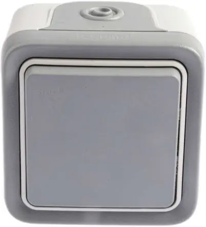 Produktfoto 1 von Legrand Plexo Lichtschalter, 2 Wege Grau IP55 10A, Styrol-Ethylen-Butylen-Styrol, Rahmenklemme, Abdeckplatte: