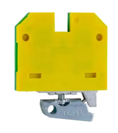 Produktfoto 1 von Weidmüller Schutzleiterklemme, EK 2.5, 2-polig, 12AWG, 26 AWG, 2.5mm² Schraubbefestigung, Gelb, Grün Nylon ATEX