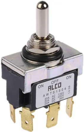Produktfoto 1 von TE Connectivity Panel Kippschalter 2-poliger Wechsler, Ein-Aus-Ein, 30 V dc, 250 V ac, 20A, IP67, Stecker