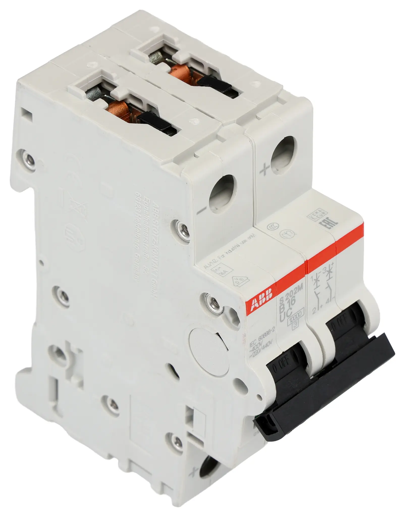Produktfoto 1 von ABB 2CDS2720 Miniaturüberlastschalter Typ B, Pol 2-polig 16 A 440 V ac, Abschaltvermögen 10 kA S202M 500 V dc