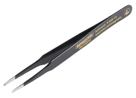 Produktfoto 1 von Bernstein Edelstahl Pinzette, 120mm, Spitze Flach, Rund Antimagnetisch 1-teilig ESD-Sicherheit
