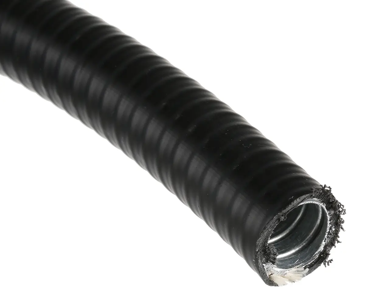 Produktfoto 1 von Adaptaflex SPL Leerrohr verzinkter Stahl, Ø 16mm nom., Flexibel, flüssigkeitsdicht, Schwarz A ø 17.8mm I ø 12.5mm x 10m