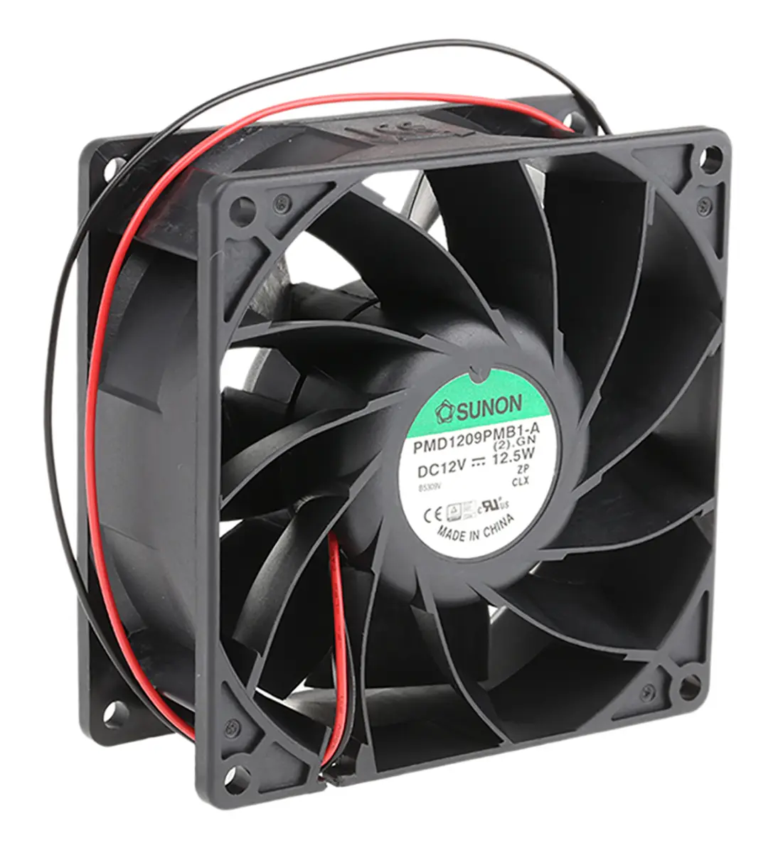 Produktfoto 1 von Sunon PMD DC-Axiallüfter, Kugellager, 12 V dc / 12.5W, 92 x 92 x 38mm, 4900U/min, 204.3m³/h