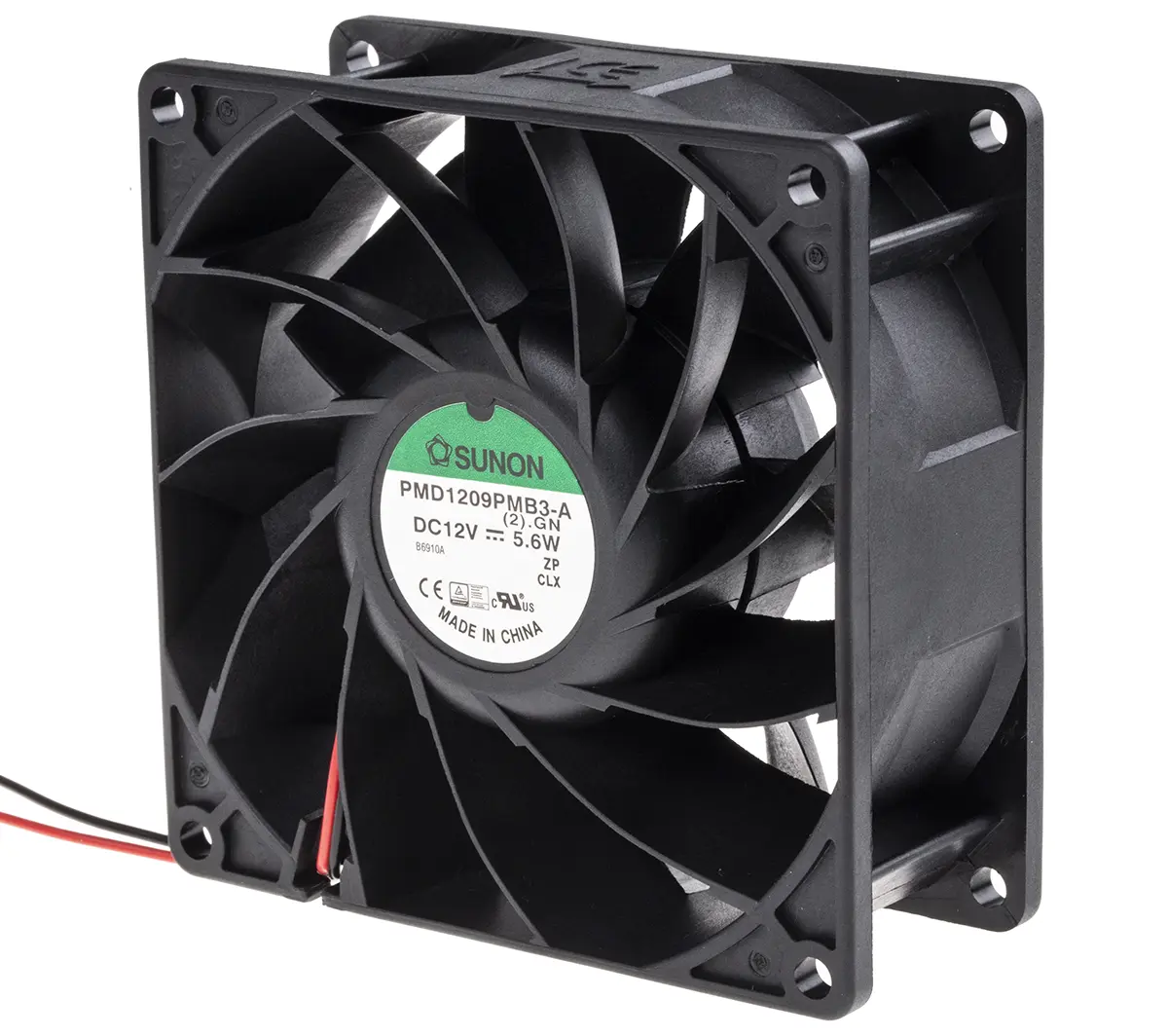 Produktfoto 1 von Sunon PMD DC-Axiallüfter, Kugellager, 12 V dc / 5.6W, 92 x 92 x 38mm, 3800U/min, 155.9m³/h