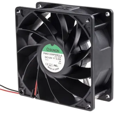 Produktfoto 1 von Sunon PMD Axiallüfter, Kugel, 12V dc / 5.6 W 470 mA, 3800 U/min, 155.9 m³/h 92 mm 92mm 38 mm