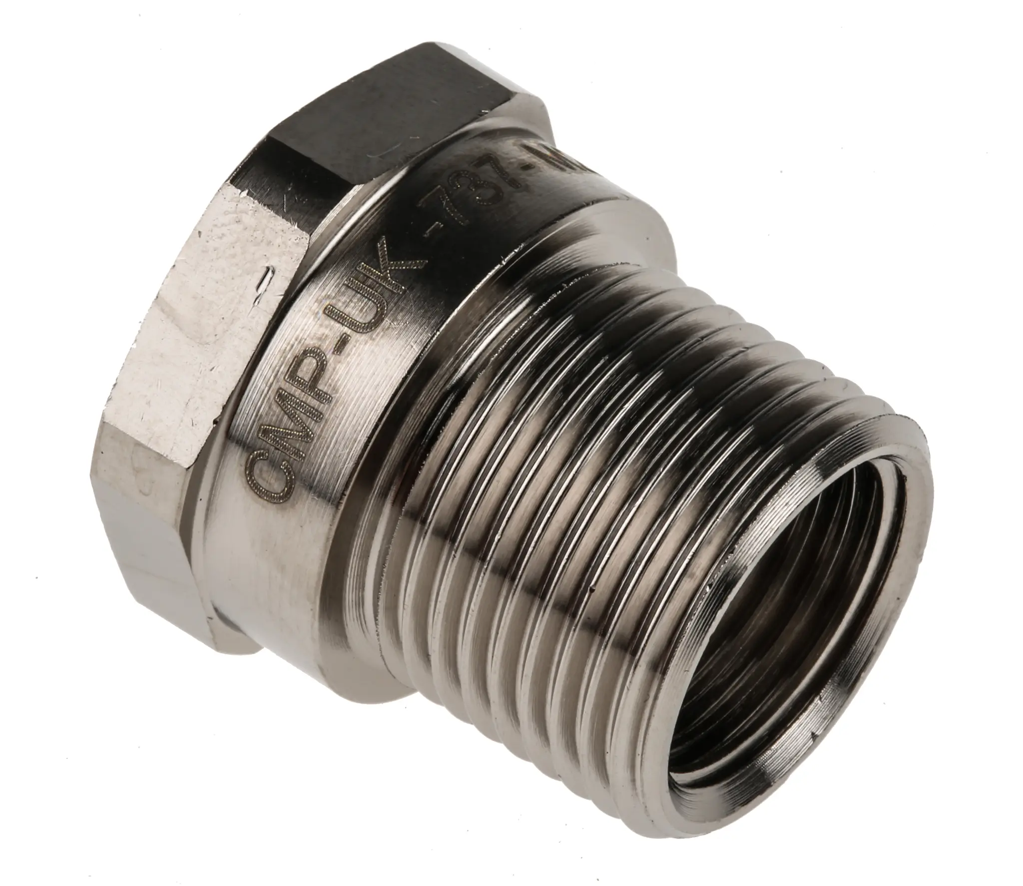 Produktfoto 1 von RS PRO Messing Kabelrohr Befestigung Kabelrohr M20 to M16 20 mm Silber Nickel-Finish