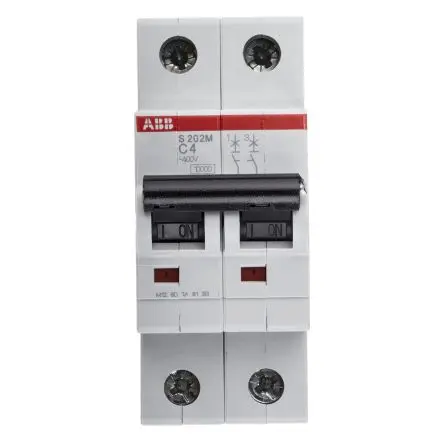 Produktfoto 1 von ABB S200M Miniaturüberlastschalter Typ C, Pol 2-polig 4A 440V ac, Abschaltvermögen 10 kA System Pro M Compact 125 V dc