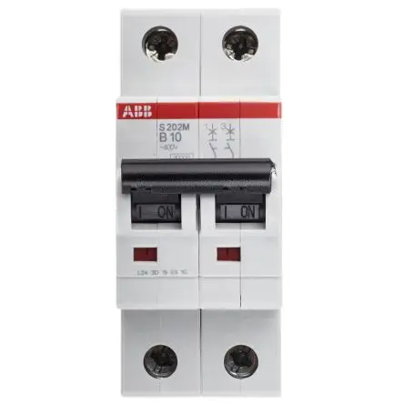 Produktfoto 1 von ABB S200M Miniaturüberlastschalter Typ B, Pol 2-polig 10A 440V ac, Abschaltvermögen 10 kA System Pro M Compact 125 V dc