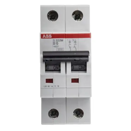Produktfoto 1 von ABB S200M Miniaturüberlastschalter Typ B, Pol 2-polig 6A 440V ac, Abschaltvermögen 10 kA System Pro M Compact 125 V dc