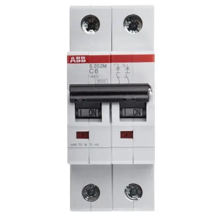 Produktfoto 1 von ABB S200M Miniaturüberlastschalter Typ C, Pol 2-polig 6A 440V ac, Abschaltvermögen 10 kA System Pro M Compact 125 V dc