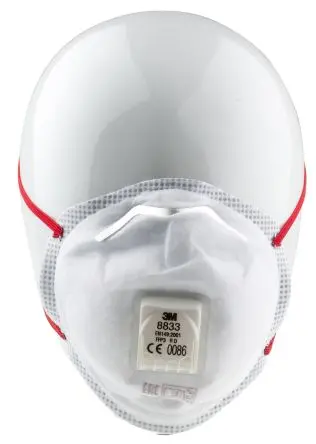 Produktfoto 1 von 3M 8300 Einweggesichtsmaske mit Ventil FFP3 EN 149:2001 + A1:2009 Weiß Eingegossen 10 pro Paket Stück