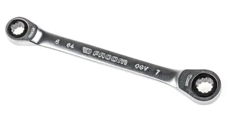Facom 64 6mm Ratschenringschlüssel doppelseitig Verchromter Vanadium-Stahl, Länge 115 mm