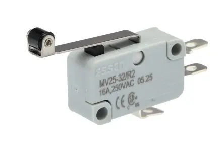 Produktfoto 1 von RS PRO Mikroschalter Rollenhebel lang-Betätiger Schnellverbindung, 16A IP40 -55 °C - 85 °C