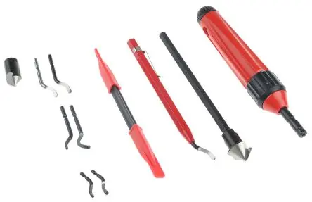 Produktfoto 1 von Facom Entgratungswerkzeug-Satz Aluminium, Kunststoff, Messing, Stahl, Kupfer, Dreieckiger Schaber HSS