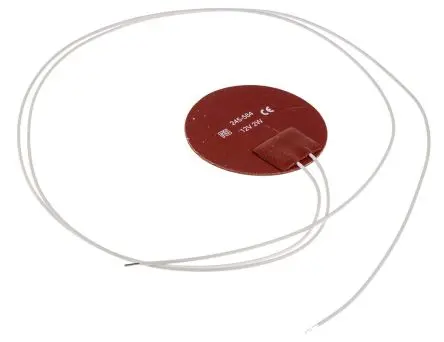 Produktfoto 1 von RS PRO Heizmatte, Kreis, 2 W, 24V dc, 200 °C L:30 mm B:15mm, ø 50 mm